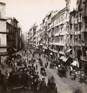 Italy Naples Napoli Strada del Molo? Old Stereoview Photo Sommer 1865