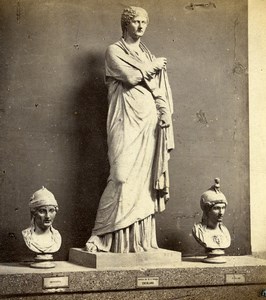 Italy Naples Napoli Museum Herculaneum Woman Statue Balbus Stereoview Photo 1865