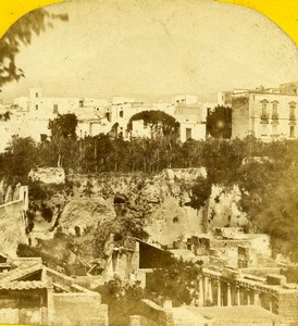 Italy Naples Napoli Panorama Ruins Old Stereoview Photo Radiguet 1865