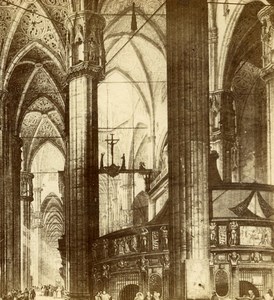 Italy Milan Milano Cathedral Interior Old Stereoview Photo Brogi 1865