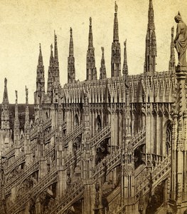 Italy Milan Milano Cathedral Duomo Detail Old Stereoview Photo Sommer 1865