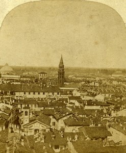 Italy Milan Milano Panorama General View Old Stereoview Photo 1865