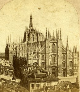 Italy Milan Milano Cathedral Duomo Old Stereoview Photo 1865