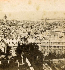 Italy Genoa Genova panorama General View Old Stereoview Photo 1865