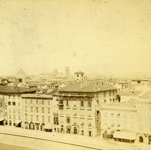 Italy Pisa panorama Old Stereoview Photo Van Lint 1865