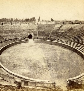 Italy Pompei Pompeii Amphitheatre Old Stereoview Photo Sommer 1865