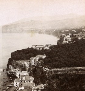 Italy Sorrento Panorama Old Stereoview Photo Sommer 1865