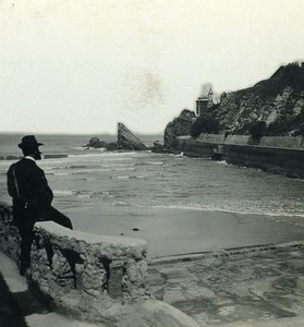 France Biarritz Harbor Villa Belza Old Stereoview Photo CPS 1900