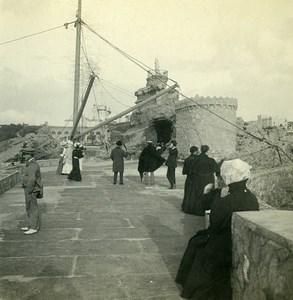 France Biarritz Harbor the Gateway Old Stereoview Photo CPS 1900