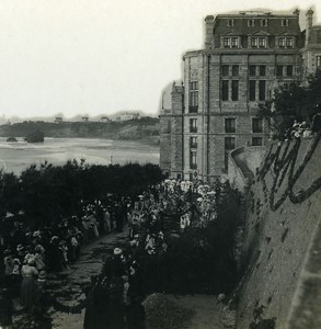 France Biarritz Harbor a procession Old Stereoview Photo CPS 1900