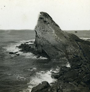 France Biarritz Harbor Rocks Seaside Old Stereoview Photo CPS 1900