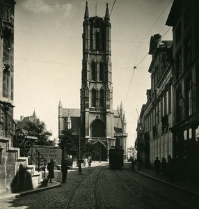 Belgium Ghent Gent Facade of St Bavon Church Old NPG Stereoview Photo 1900's