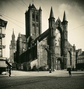 Belgium Ghent Gent Church St Nicholas Old NPG Stereoview Photo 1900's