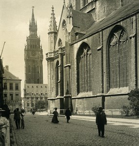 Belgium Ghent Gent Saint Bavon Cathedral & Belfry NPG Stereoview Photo 1900's