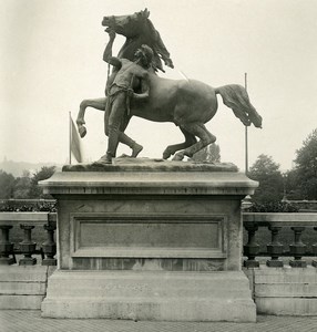 Belgium Liege Monument Tamer by Detombey Old NPG Stereoview Photo 1900's