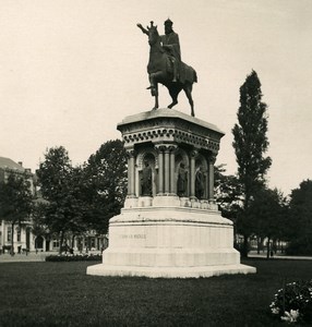 Belgium Liege Statue of Charlemagne Old NPG Stereoview Photo 1900's