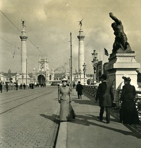Belgium Liege the Fragnee Bridge Old NPG Stereoview Photo 1900's