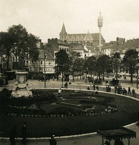 Belgium Liege Theater Square Old NPG Stereoview Photo 1900's