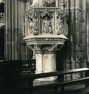 Belgium Liege Saint Jacques Pulpit Old NPG Stereoview Photo 1900's
