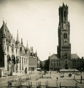 Belgium Bruges Brugge Grand' Place Old NPG Stereoview Photo 1900's