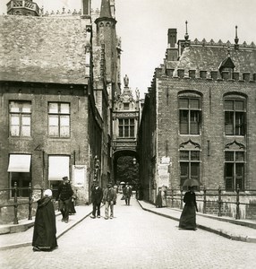 Belgium Bruges Brugge Blinde Ezelstraat Old NPG Stereoview Photo 1900's