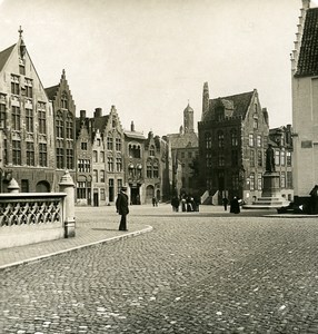 Belgium Bruges Brugge Jean Van Eyck Square Old NPG Stereoview Photo 1900's