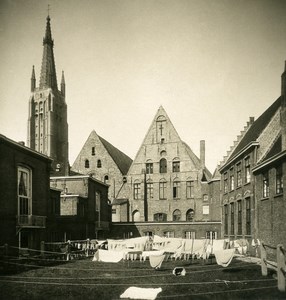 Belgium Bruges Brugge Saint Jean Hospital Laundry Old NPG Stereoview Photo 1900s