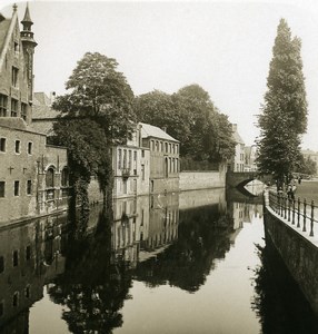 Belgium Bruges Brugge Steenhouwers Kaai Old NPG Stereoview Photo 1900's