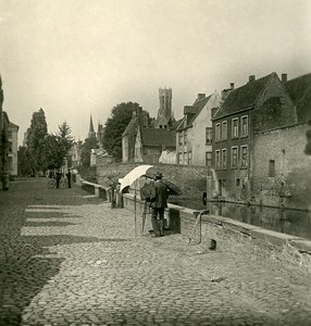 Belgium Bruges Brugge De Groenkaai Old NPG Stereoview Photo 1900's
