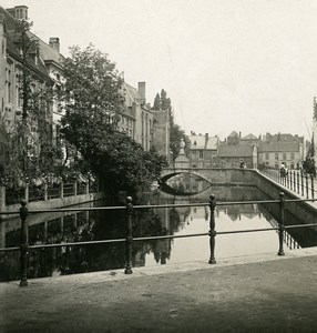 Belgium Bruges Brugge Dijver Dyvre Old NPG Stereoview Photo 1900's