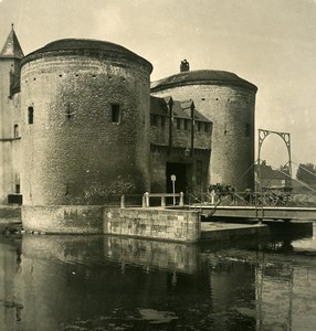 Belgium Bruges Brugge Kruispoort Bridge Old NPG Stereoview Photo 1900's