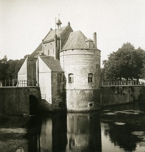 Belgium Bruges Brugge Smedenpoort City Gate Old NPG Stereoview Photo 1900's