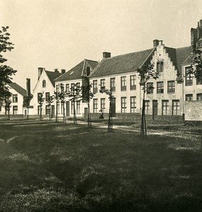 Belgium Bruges Brugge Beguinage Panorama Old NPG Stereoview Photo 1900's