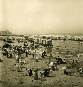 Belgium Ostend Oostende beach taken from the Kursaal NPG Stereoview Photo 1900's