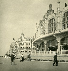 Belgium Ostend Oostende the Kursaal and the dike Old NPG Stereoview Photo 1900's