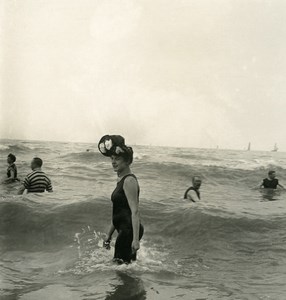 Belgium Ostend Oostende Bathers Old NPG Stereoview Photo 1900's