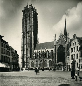 Belgium Mechelen Malines St Rombaut cathedral Old NPG Stereoview Photo 1900's