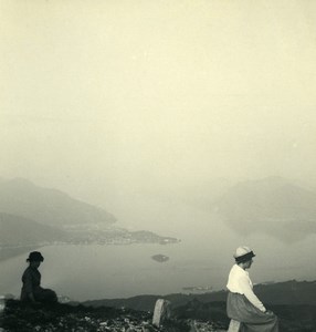 Italy Lake Maggiore from top of Mottarone Old Possemiers Stereoview Photo 1900