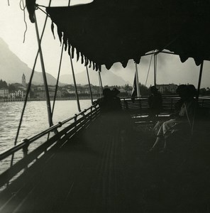 Italy Lake Maggiore Baveno Boat Old Possemiers Stereoview Photo 1900