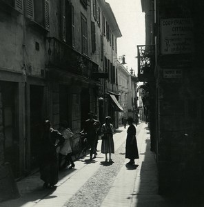 Italy Lake Maggiore Pallanza via Cavour Old Possemiers Stereoview Photo 1900