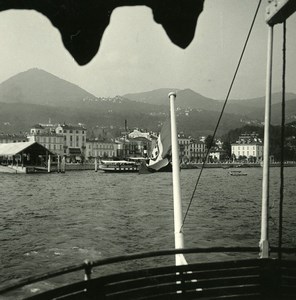 Italy Lake Maggiore Intra the docks Old Possemiers Stereoview Photo 1900