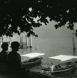 Italy Lake Maggiore Intra Boats Old Possemiers Stereoview Photo 1900