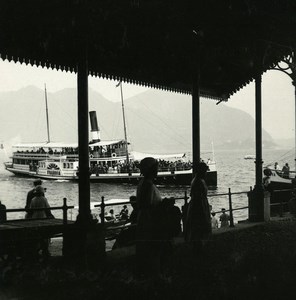 Lake Maggiore Intra Paddle Steamer Francia Old Possemiers Stereoview Photo 1900