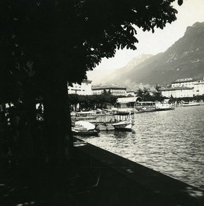 Switzerland Lake Lugano Riva Vincenzo Vela Old Possemiers Stereoview Photo 1900