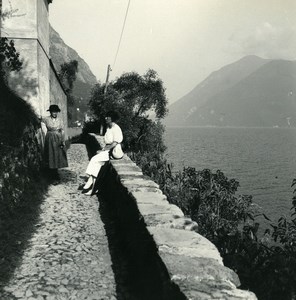 Italy Lake Lugano Albogasio Oria path Old Possemiers Stereoview Photo 1900