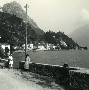 Italy Lake Lugano San Mamete & Castello Old Possemiers Stereoview Photo 1900