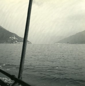 Italy Lake Lugano view from Porto Ceresio Old Possemiers Stereoview Photo 1900