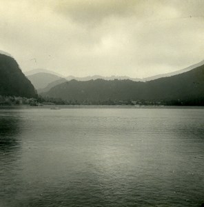 Switzerland Lake Lugano view from Ponte Tresa Possemiers Stereoview Photo 1900