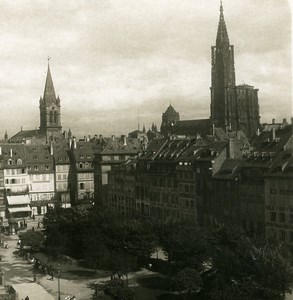 France Strasbourg Kleber Square Cathedral Old Stereoview Photo NPG 1900