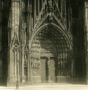 France Strasbourg Cathedral Door Old Stereoview Photo NPG 1900